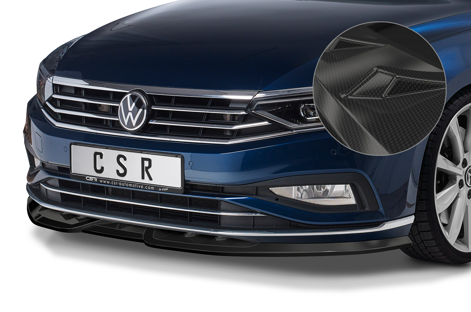 VW Passat B8 (Typ 3G) 19- Накладка на передний бампер Carbon look, CSR  Automotive — Купить в интернет-магазине Golf Tuning