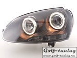 VW Golf 5 Фары с линзами и ангельскими глазками черные