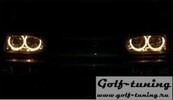 VW Golf 3 Фары с ангельскими глазками черные
