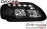 VW Touran 1T 03-06/Caddy 03-10 Фары Devil eyes, Dayline черные