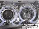 VW Bora Фары с линзами и ангельскими глазками хром