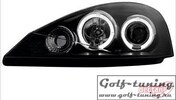 Ford Focus 1 01-04 Фары с линзами и ангельскими глазками черные