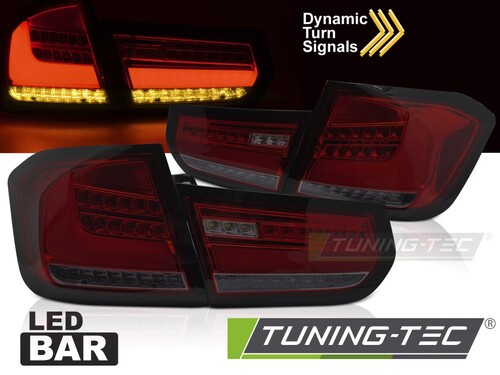 BMW F30 11-15 Фонари lightbar design с бегающим поворотником красно-тонированные