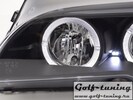 BMW E46 Купе/Кабрио 03-07 Фары с линзами и ангельскими глазками черные под ксенон