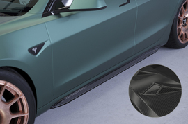 Tesla Model 3 17- Накладки на пороги carbon look глянец