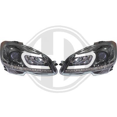 Mercedes W204 11-14 Фары Devil eyes, Dayline черные Lightbar