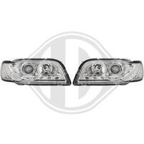 Volvo S40 / V40 96-00 Фары Devil eyes, Dayline хром с светодиодным поворотником