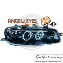Fiat Punto 99-03 Фары с ангельскими глазками и линзами черные