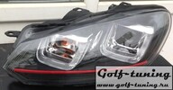 VW Golf 6 Фары в стиле Golf 7 GTI с красной полосой