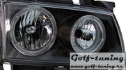 VW T4 96-03 Фары с ангельскими глазками черные