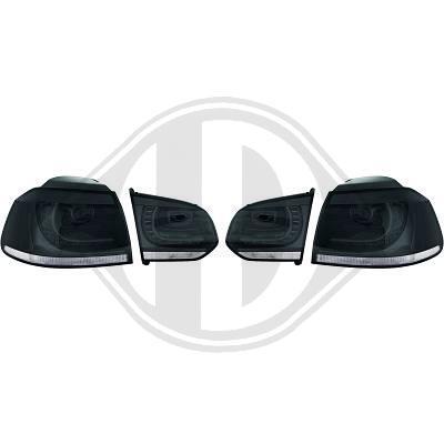 VW Golf 6 Фонари светодиодные, черно-тонированные R20 Look