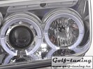 VW Bora Фары с линзами и ангельскими глазками хром