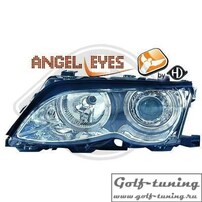BMW E46 4Дв 01-05 Фары с линзами и ангельскими глазками хром