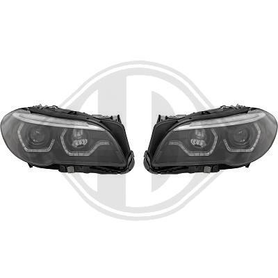 BMW F10 10-13 Фары c 3D led ангельскими глазками черные под ксенон