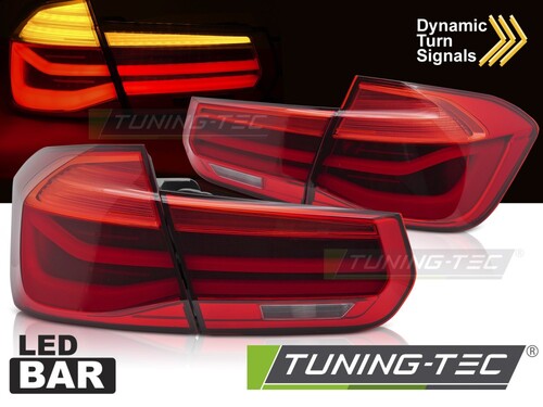 BMW F30 11-18 Фонари lightbar design с бегающим поворотником красные