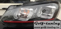 VW Golf 6 Фары в стиле Golf 7 GTI с красной полосой