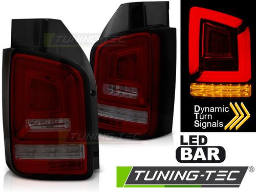 VW T5 03-09 Фонари led bar красно-тонированные с бегающим поворотником