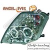Citroen C2 03-10 Фары с линзами и ангельскими глазками хром