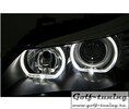 BMW E60 03-07 Фары с линзами и LED ангельскими глазками черные