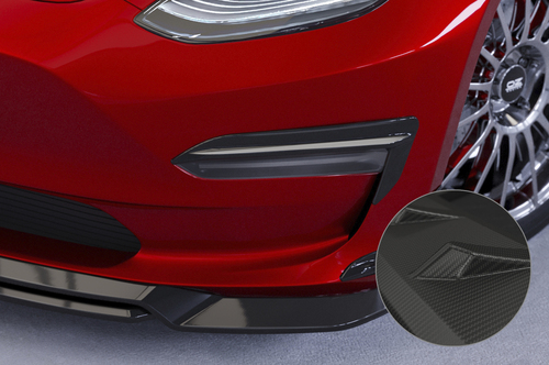 Tesla Model 3 17- Накладки на передний бампер Carbon Look матовые