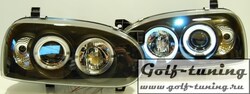 VW Golf 3 Фары с линзами и ангельскими глазками черные